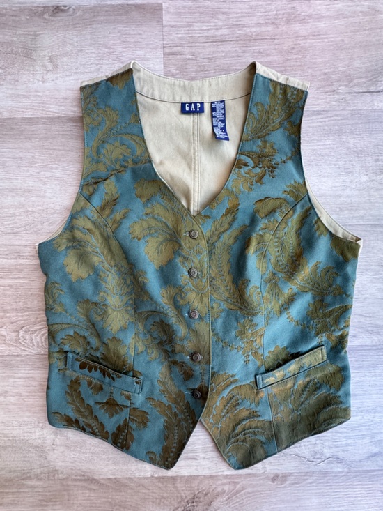 GAP Jackets & Blazers - Vtg 90s Gap Floral Tapestry Vest Womens Medium Boho Hippie Artsy